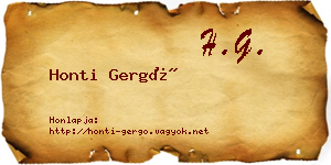 Honti Gergő névjegykártya